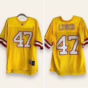 Tampa Bay Bucs John Lynch #47 Stitch Mitchell Ness Yellow Throwback Jersey XL/52